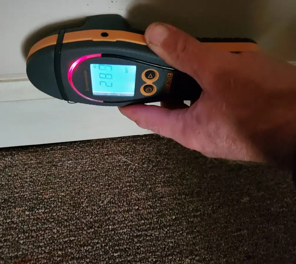 Moisture detection at baseboard during Mold Inspection & Testing in Pinehurst